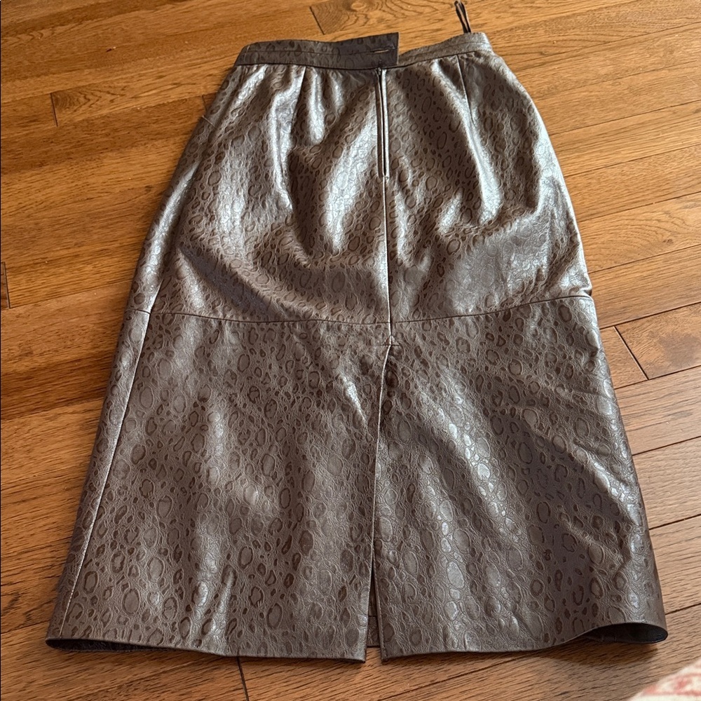 Leder Herbst EXQUISITE MODE brown structured midi skirt Germany size 38